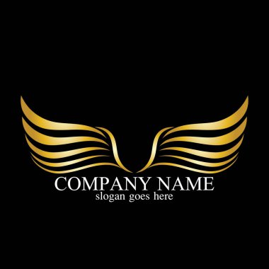 kanatlar altın logo vektör çizimi şablon-vektör