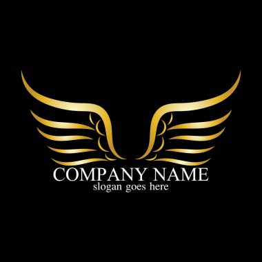 kanatlar altın logo vektör çizimi şablon-vektör
