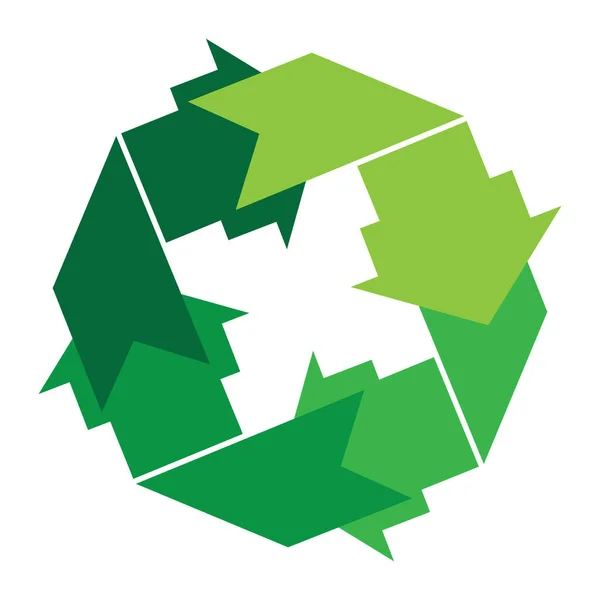 Grüner Pfeil Recycelt Logo Vektor Icon Vorlage — Stockvektor