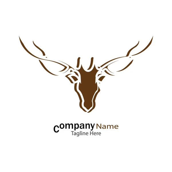 Tête Cerf Logo Modèle Vectoriel Icône Illustration Design — Image vectorielle