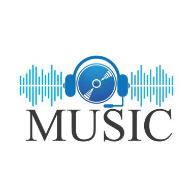 müzik logosu vektör tasarım örnekleme şablonu