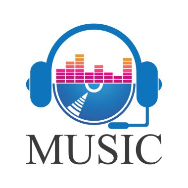 müzik logosu vektör tasarım örnekleme şablonu