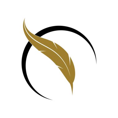 Tüy kalem yazma işareti logo şablonu uygulama simgeleri