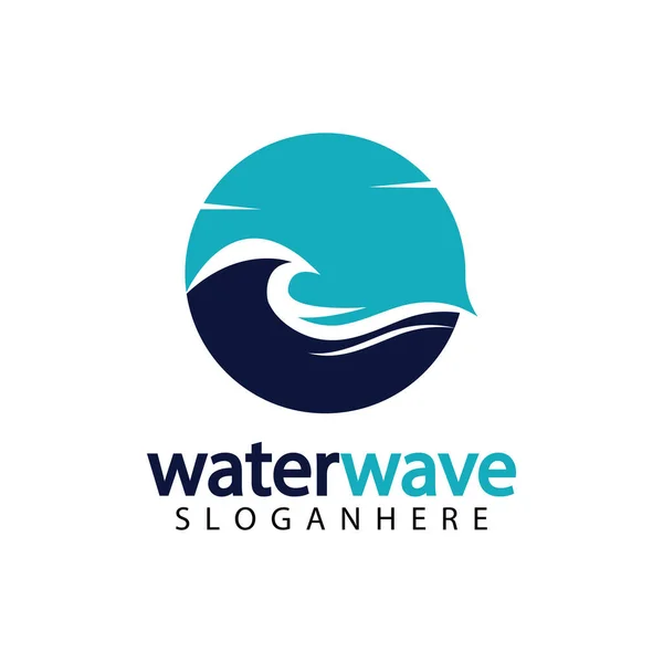 Water Wave Logo Design Template — Stock Vector