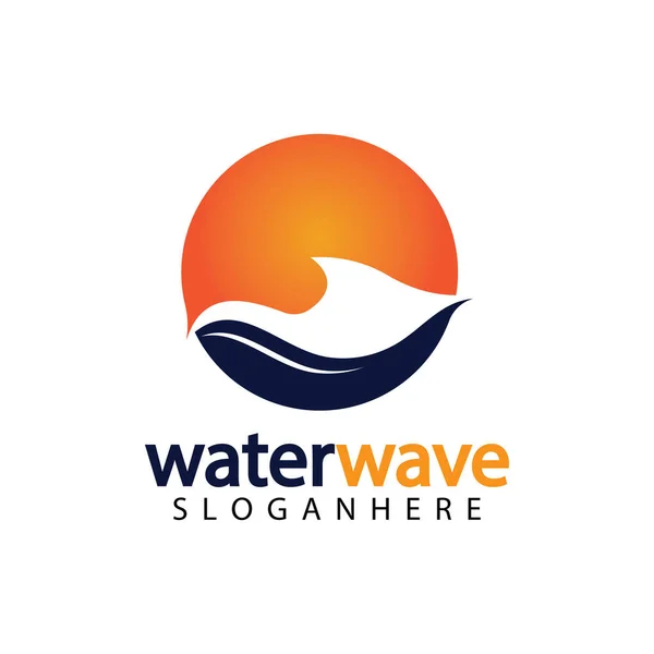 Water Wave Logo Design Template — Stock Vector