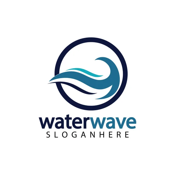 Water Wave Logo Design Template — Stock Vector