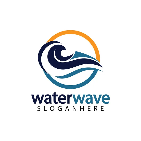 Water Wave Logo Design Template — Stock Vector