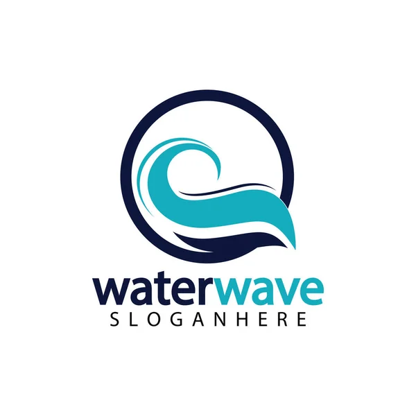 Water Wave Logo Design Template — Stock Vector