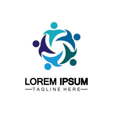 Topluluk, ağ ve sosyal simge logo tasarım şablonu