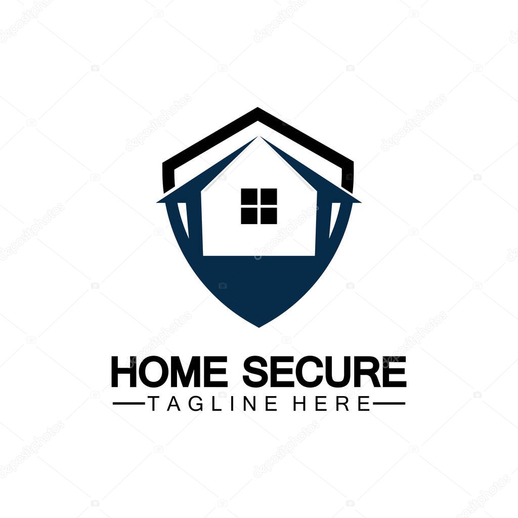 Home secure logo, smart house logo design,Home protection logo design template. Vector shield and house logotype illustration.