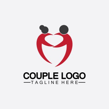 Aşk çifti vektör logo sembolü olan insanlar. Bu ayrıca evli çifti, karı-kocayı, gelini ve damadı, yatılı eşleri, aşıkları, romantik çifti, çifti temsil eder.