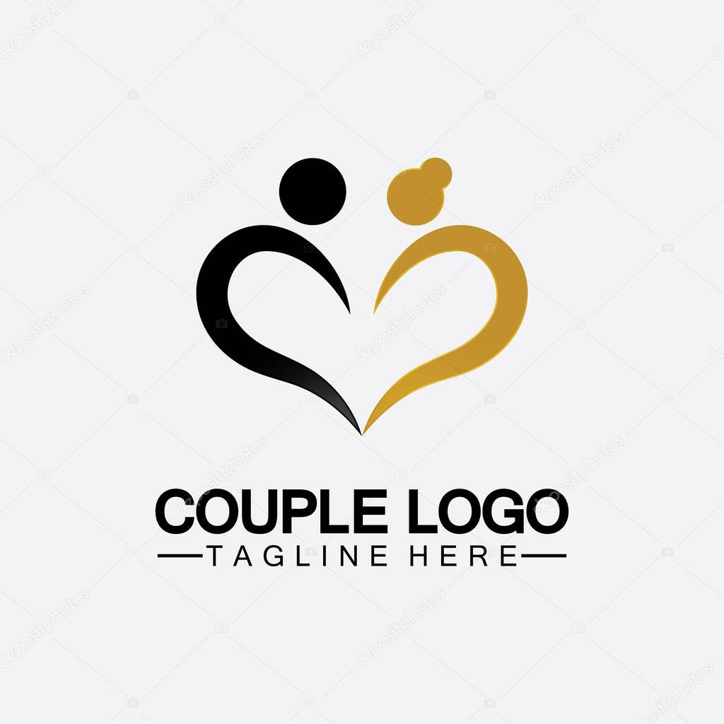People with love couple vector logo icon  symbol vector. This also represents married couple, husband & wife, bride and bridegroom, live-in partners, lovers, romantic couple, pair