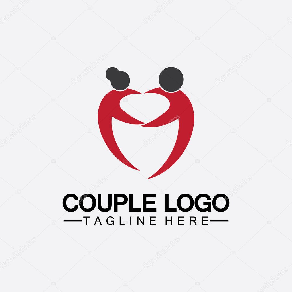 People with love couple vector logo icon  symbol vector. This also represents married couple, husband & wife, bride and bridegroom, live-in partners, lovers, romantic couple, pair
