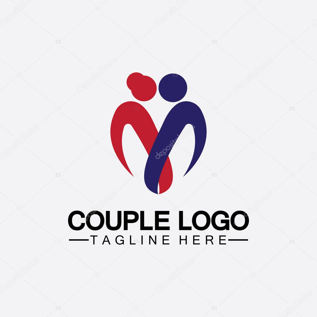 people with love couple vector logo icon  symbol vector. This also represents married couple, husband & wife, bride and bridegroom, live-in partners, lovers, romantic couple, pair