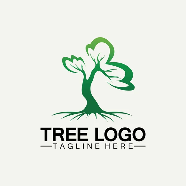 Vector Silueta Árbol Plantillas Árbol Logotipo Raíces Árbol Vida Diseño — Vector de stock