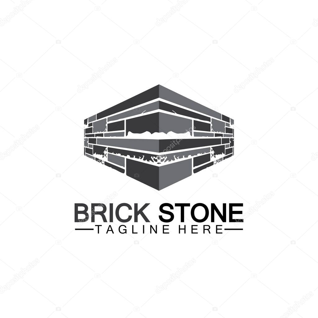 Brick stone logo vector icon illustration design  template