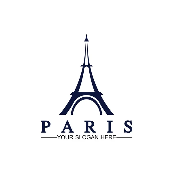 Paris ve Eyfel kulesi logo vektör çizer tasarım şablonu