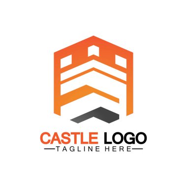 Castle Logo sembolü vektör çizim şablonu