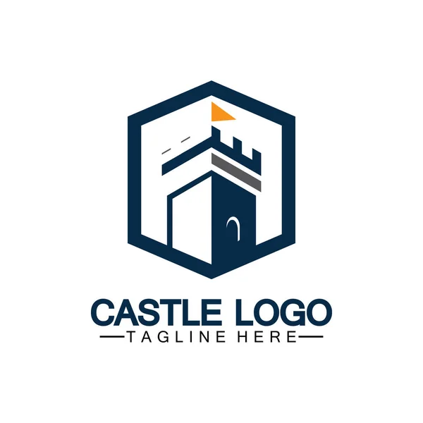 Castelo Logotipo Símbolo Vetor Ilustração Design Modelo — Vetor de Stock