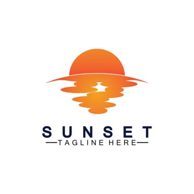 Sunset Beach logo sembolü vektör çizim şablonu.