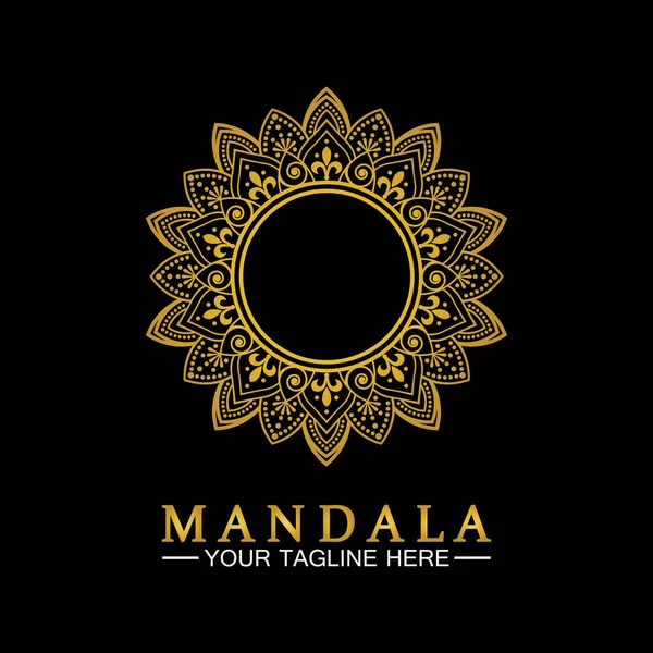 Ouro Flor Mandala Vector Logotipo Modelo Illustration Template Para Retiro — Vetor de Stock