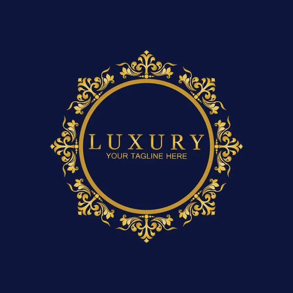 Gold Luxury Ornament Floral Design Logo Golden Decorative Template Heraldic — стоковий вектор