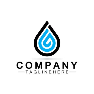 G harfi su damlası logosu. Su Damlası şekilli G harfi logo tasarım vektör simgesi çizimi