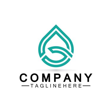 G harfi su damlası logosu. Su Damlası şekilli G harfi logo tasarım vektör simgesi çizimi