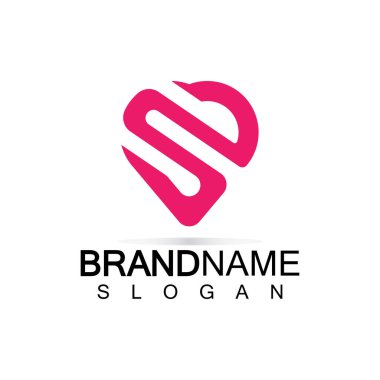 S harfi kalp şeklinde logo tasarımı. Kalp harfinin ilk logosu