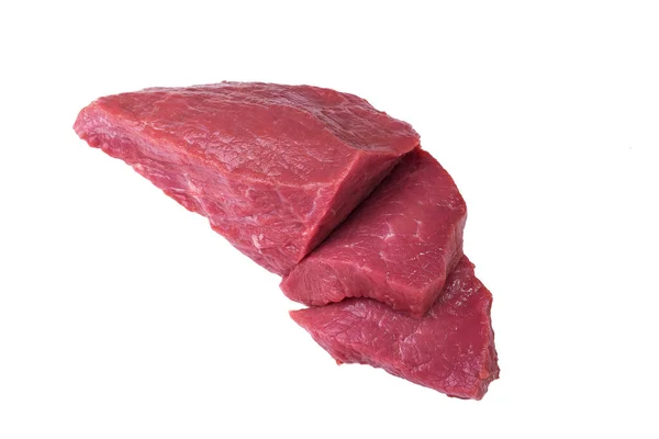 Rundfilet Een Groot Stuk Met Gesneden Steaks Isolaat — Stockfoto