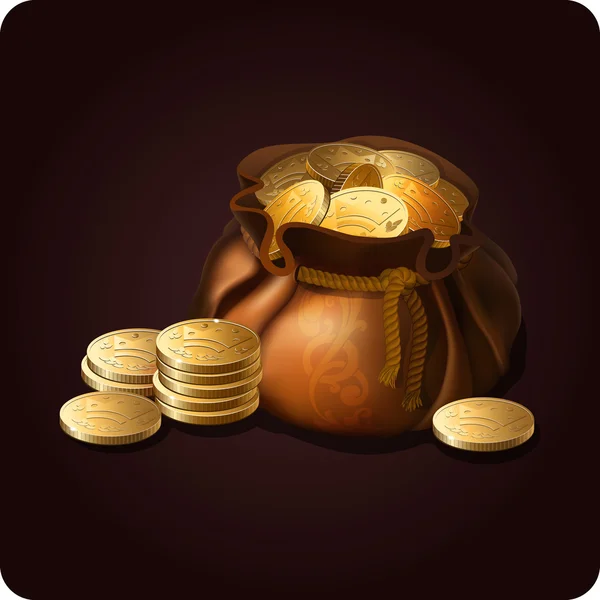 Bolsa con monedas 1 — Vector de stock