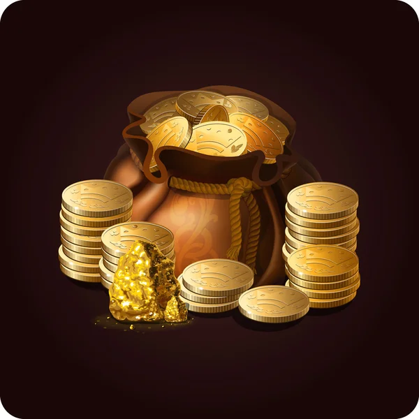 Bolsa con monedas 2 — Vector de stock