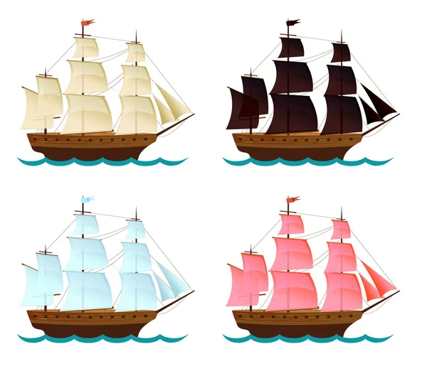 Ships with sails — Stock Vector