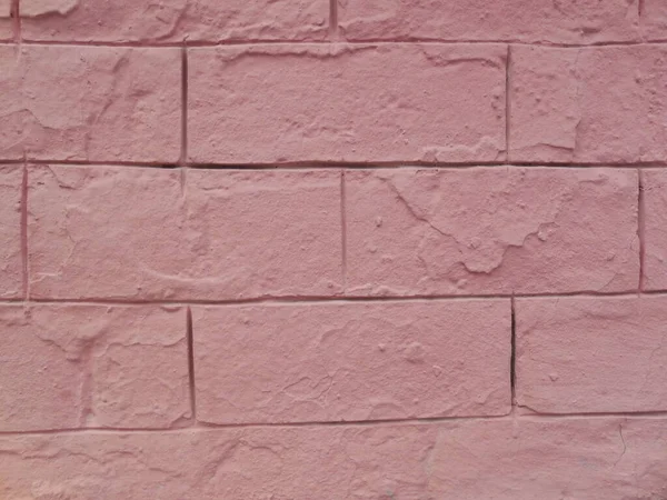 Old Long Repaired Brickwork Crumbling Plaster Cracks Paint Layer — Stock Photo, Image