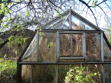 Harap olmuş eski bir serası, harap olmuş bir ek binası ve hasta ve kırık elma ağaçları olan terk edilmiş bir arazi..