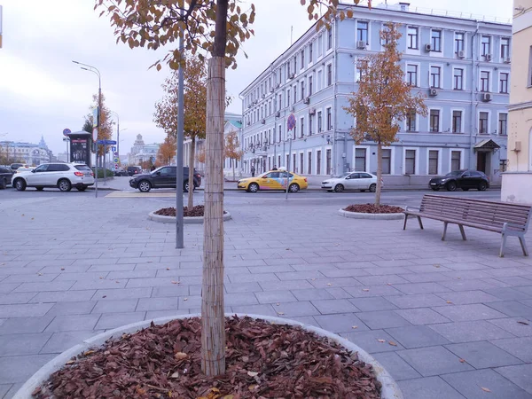 Moskau Russland Oktober 2020 Sucharevskaya Square Eine Gepflegte Fußgängerzone Bürgersteig — Stockfoto