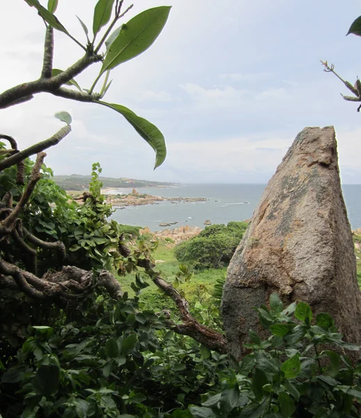 Perspectiva Desde Cima Colina Cubierta Árboles Isla Hasta Terreno Verde — Foto de Stock