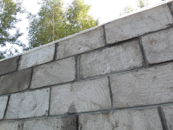 Fragment Wall Building Made Large Concrete Blocks — Stock Photo, Image