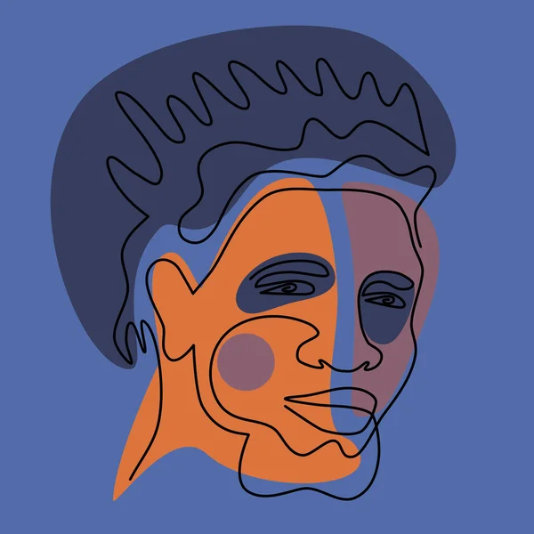 Αφηρημένο Ανδρικό Πρόσωπο Ζωγραφισμένο Από Μία Γραμμή Στυλ Περίγραμμα Σύγχρονη — Διανυσματικό Αρχείο