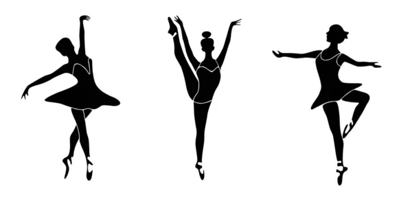 Set Dansatori Balet Siluete Ilustrație Vectorială Negru — Vector de stoc