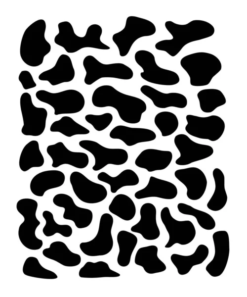 Unregelmäßige Schwarze Flecken Flecken Tintenklecks Organische Formen Specks Flecks Grafik — Stockvektor