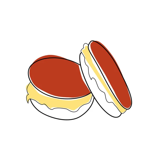 Esbozó Dos Macarrones Colores Pastel Ilustración Vectorial Aislado Blanco — Vector de stock