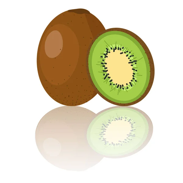 Kiwi Fruta Entera Rodajas Vector Ilustración Fruta Exótica Para Dieta — Vector de stock