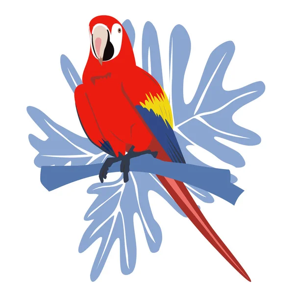 Tropikalny Ręcznie Rysowane Kolorowe Ara Papuga Tła Liści Papuga Macaw — Wektor stockowy