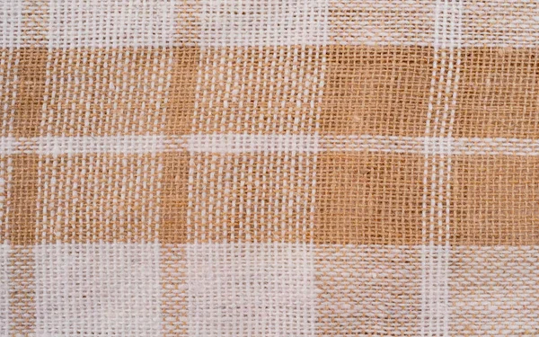 Matériau Blanc Beige Lin Naturel Coton Rayé Carreaux Tissu Serviette — Photo