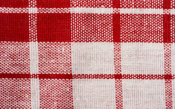 Fragment Tissu Carreaux Rouge Blanc Comme Composition Arrière Plan Vue — Photo