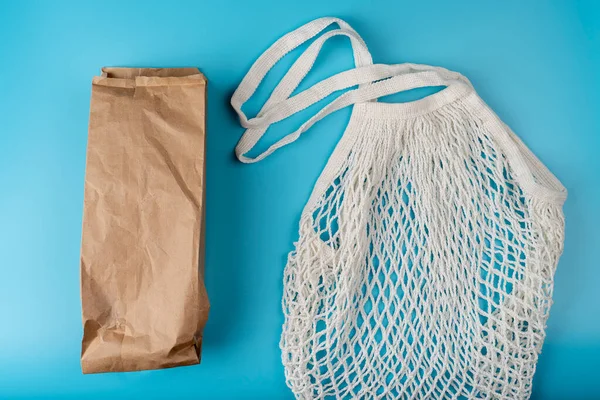 Papper Pack Tyg Eco Väska Jorddagskoncept Säg Nej Till Plast — Stockfoto