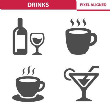 İçki Simgeleri - Şarap, Alkol, Çay, Kahve, Kokteyl