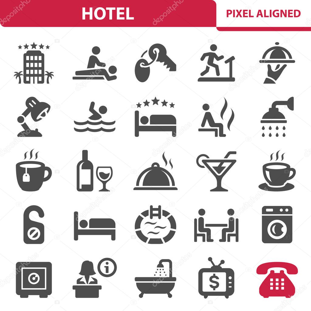 Hotel, Spa, Vacation, Tourism Icons