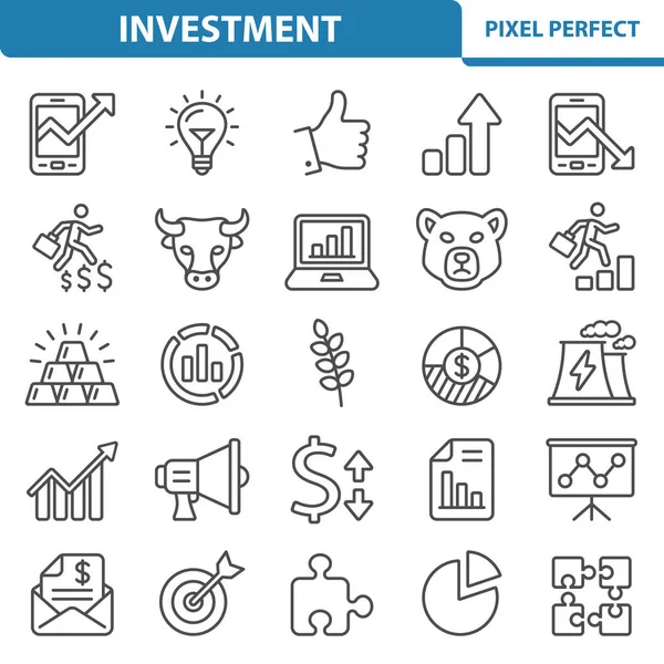 Inwestycje Inwestowanie Ikony Biznesu — Wektor stockowy